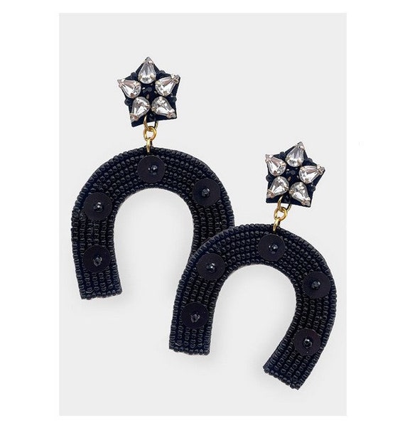 Black horseshoe sale earrings