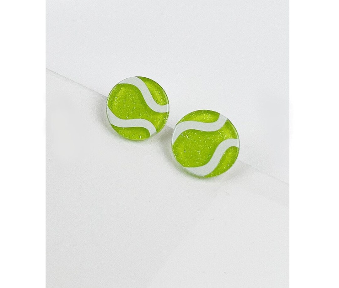 Tennis Ball Stud Earrings Tennis Ball Studs Acrylic Etsy