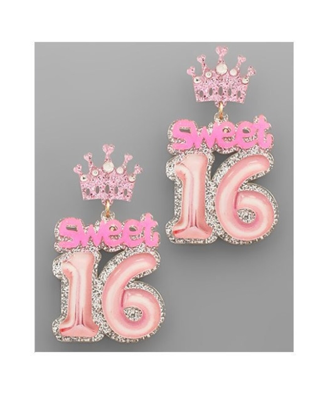 Sweet Sixteen Earrings, Balloon Earrings, Acrylic Earrings, Birthday Earrings, Party, Sweet