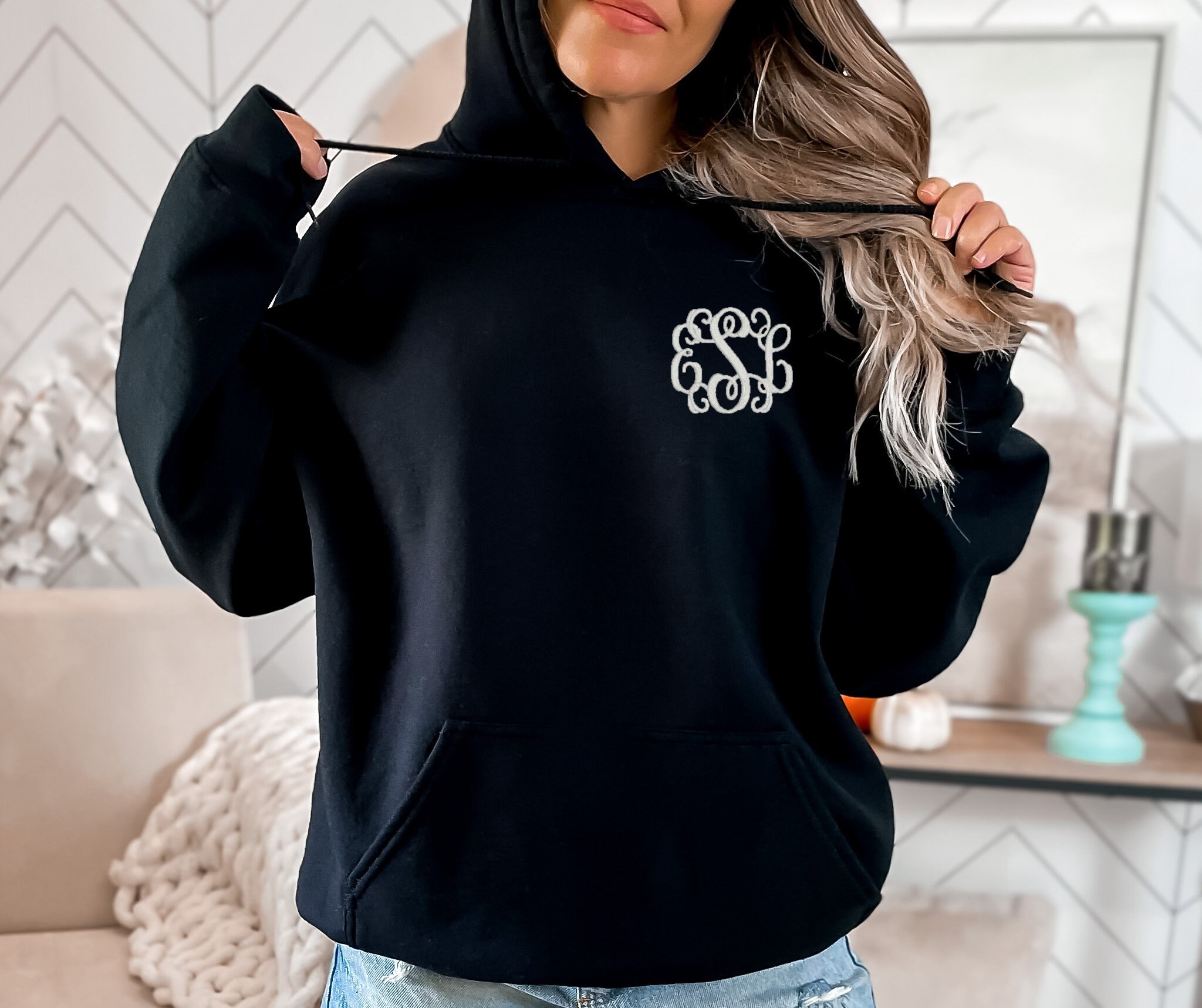 Adult Monogram Hoodie Personalized Clothing Emboridery Monogram Personalized Sweatshirt Initials Gift Etsy