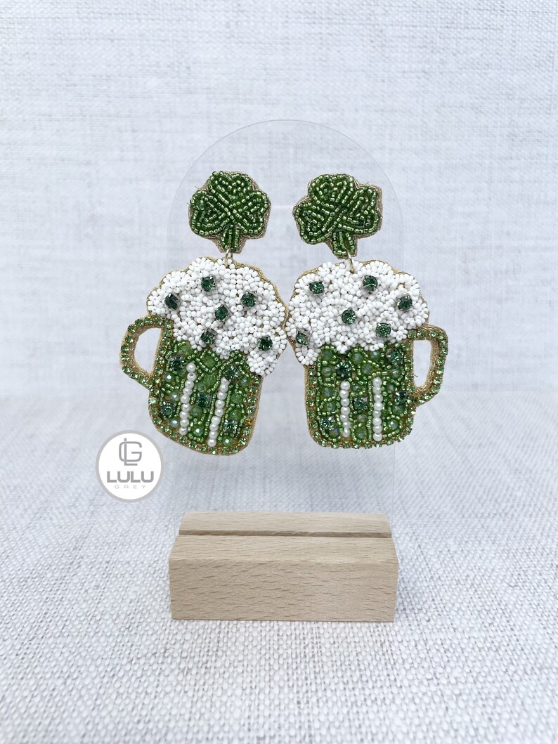 St. Patrick's Day Earrings, St. Patrick's Beer Pitcher Earrings, Beer