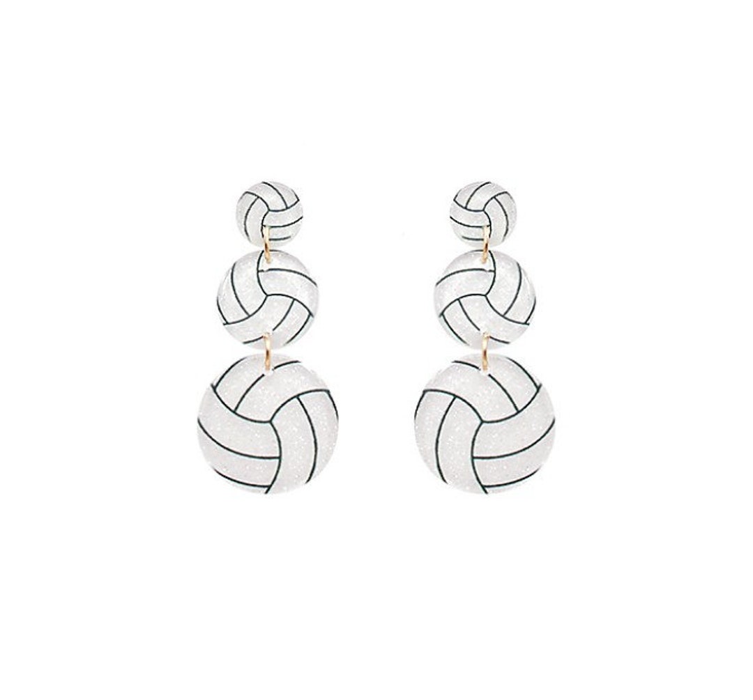 Volleyball Earrings, Volleyball Glitter Acrylic Earrings, Earrings