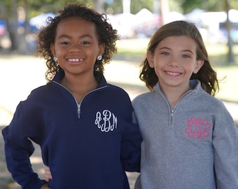 Youth Monogram Quarter Zip , Personalized Clothing, Emboridery, Monogram, Personalized Quarter Zip Sweatshirt, Initials, Gift, Youth