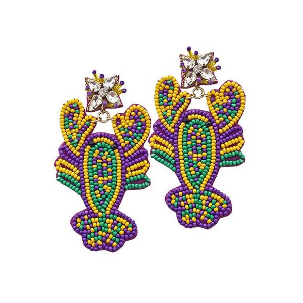 mardi gras crawfish earrings