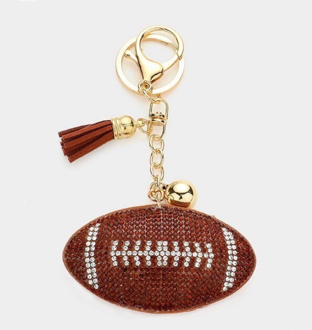 Rhinestone Football Key Chain Football Key Chain Sports Key Etsy