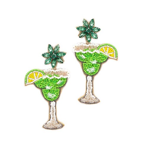 Green Margarita Glass Earrings Margarita Earrings Lime Etsy
