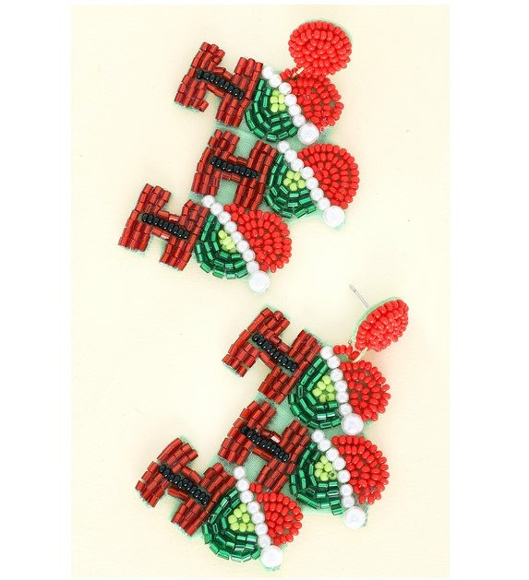 Christmas Earrings Beaded Ho Ho Ho Earrings Beaded Earrings Etsy