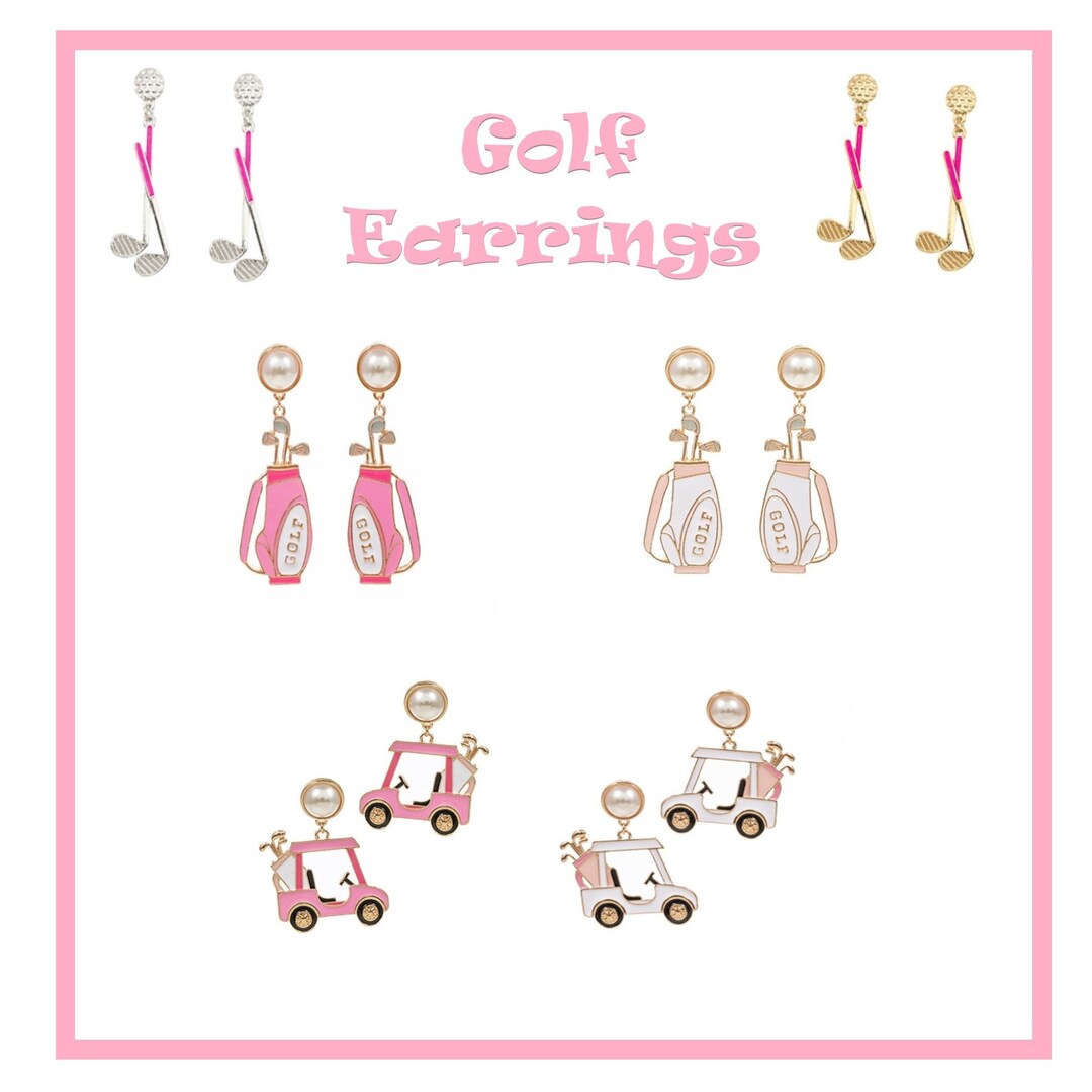 Golf Cart Earrings,golf Culb Earrings, Golf Bag Earrings, Golf Earrings