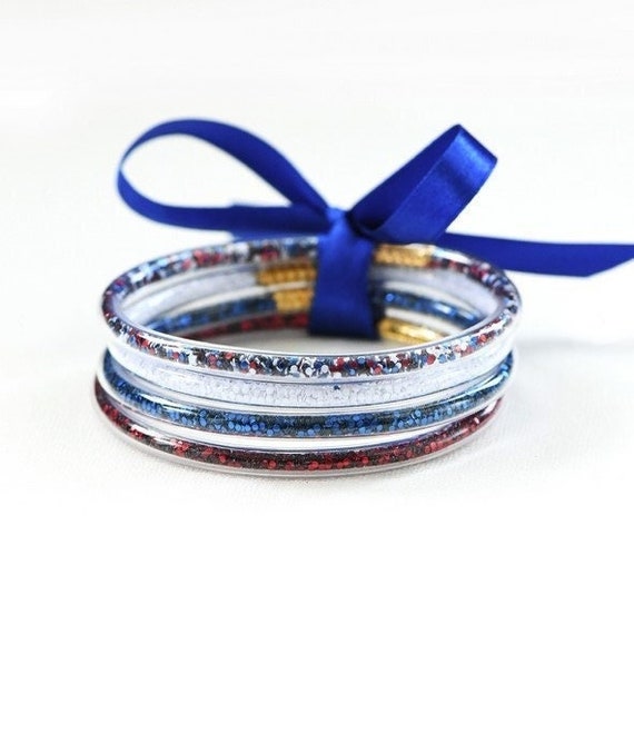 Red White and Blue Ribbon Cuff Bracelet