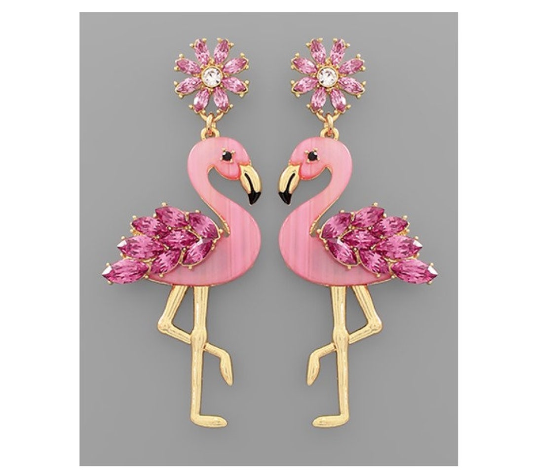 Pink Flamingo Earrings, Flamingo Earrings, Bird Earrings, Pink ...