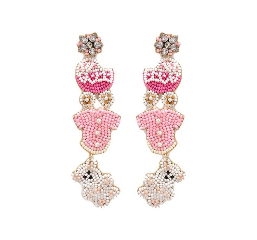 Girl Earrings Baby Shower Earring Gender Reveal Earrings Etsy
