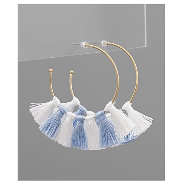 Two Toned Tassel Hoop Earrings main image 0