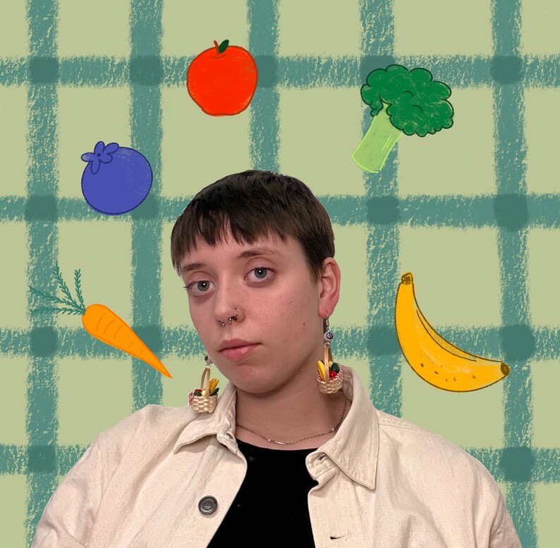 Cottagecore Earrings Cottage Core Earrings Picnic Basket Etsy