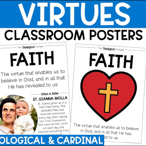 Affiches sur les vertus théologiques et cardinales
