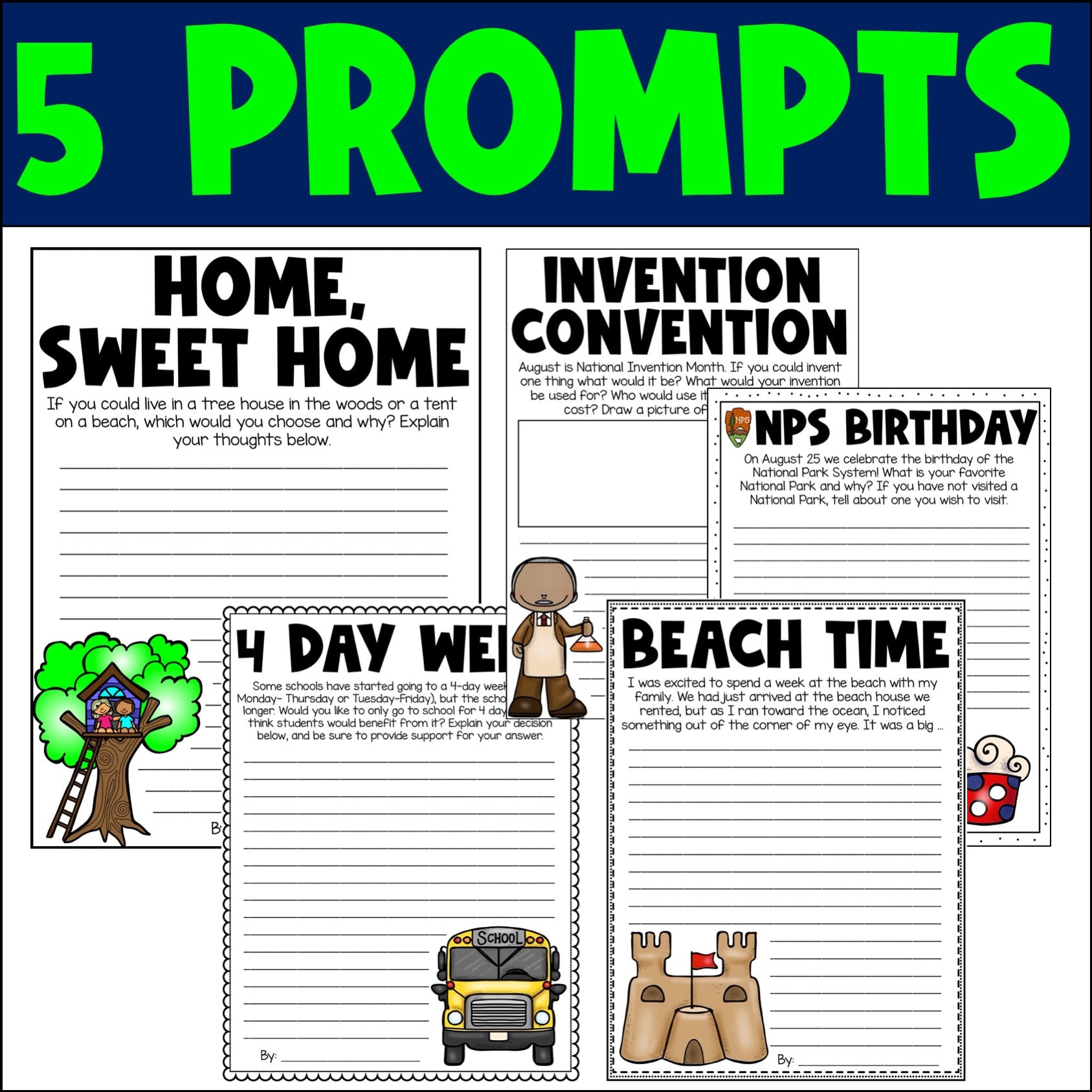 August Writing Prompts - Etsy