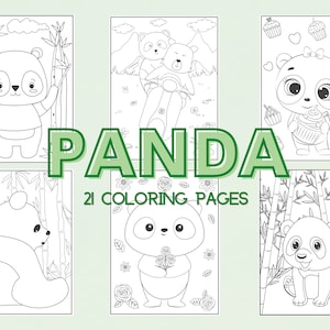 21 Coloring Book Pages for Girls, Boys, Kids, Adults Panda Bear Cub Birthday Party Activity, Preschool Kindergarten Homeschool Printable PDF