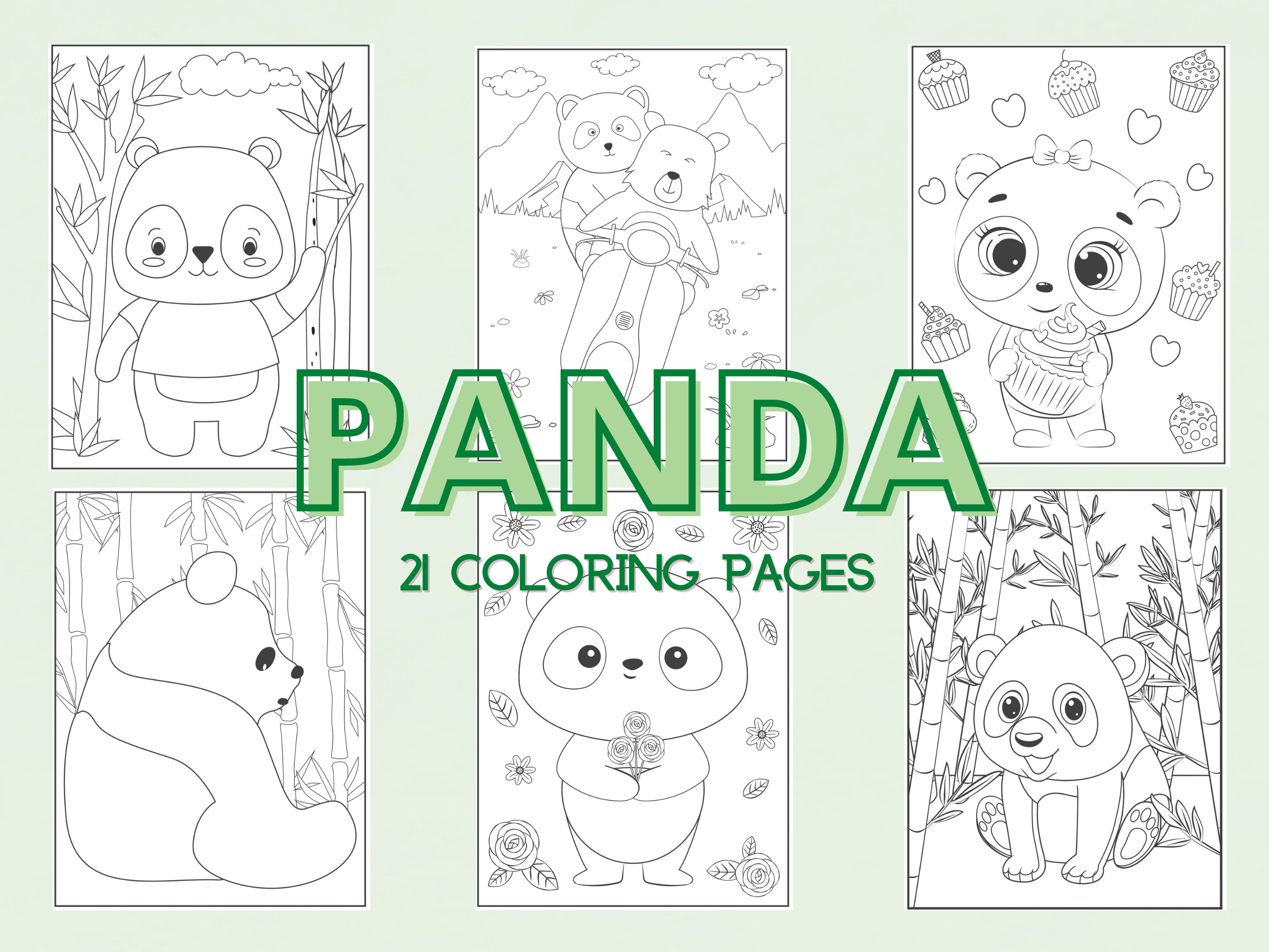 Combo Panda Coloring Pages Printable