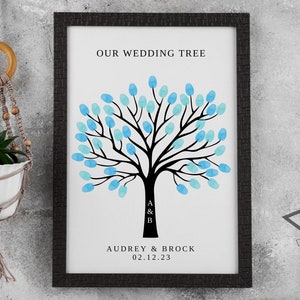 Fingerprint Guest Book, Wedding Tree, Guest Book, Minimal. Modern, Editable Printable Template