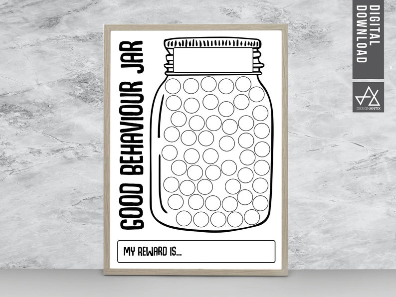 Fully Editable Good Behaviour Jar Template, ADHD Rewards Jar, Children