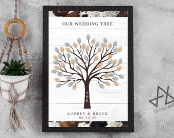 Wedding Tree Guest Book, Fingerprint Guest Book, Wedding Tree Editable, Printable Template