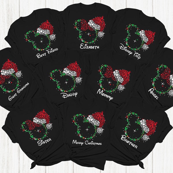 Personalized Disney Family Christmas Shirts, Christmas Disney Vacation, Family Christmas Party, Christmas Gift, Christmas Mickey Minnie Tees