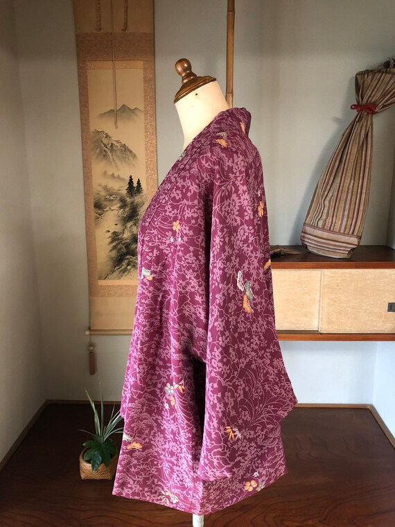 Vintage Kimono Haori / Purple With Small Floral, … - image 2