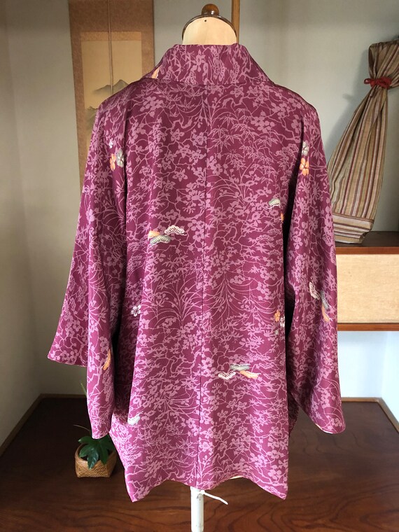 Vintage Kimono Haori / Purple With Small Floral, … - image 3