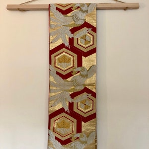 Vintage Obi / Red, Gold  and Silver Obi