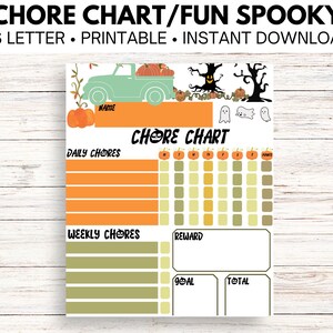 Chore Chart Printable Spooky Themed