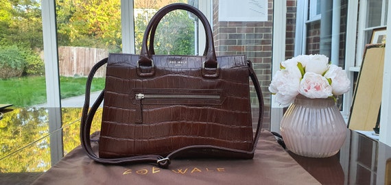 Burgundy Embossed Croc Italian Leather Tote Bag 