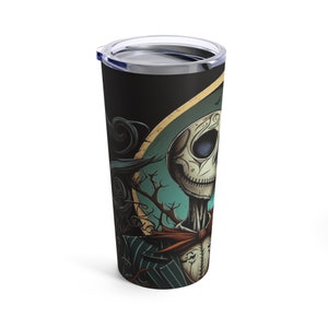 Vintage Halloween 20oz Tumbler, Jack And Sally Halloween Tumbler Gift, Jack Skellington Tapered Travel Tumbler, Nightmare Before Steel Cup. image 7