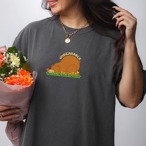 Animal Bear Comfort Cozy Shirt Sleepy Bear Shirt Animal Lover Shirt Sleeping Lazy Bear Tee Sleep Shirt Unbearable Funny Shirt Everyday Shirt