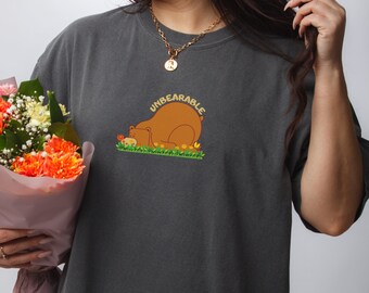 Animal Bear Comfort Cozy Shirt Sleepy Bear Shirt Animal Lover Shirt Sleeping Lazy Bear Tee Sleep Shirt Unbearable Funny Shirt Everyday Shirt