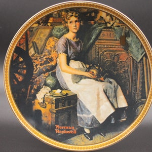 Norman Rockwell &quot;Dreaming in the attic&quot; plate by Edwin M Knowles Rediscovered Women collection