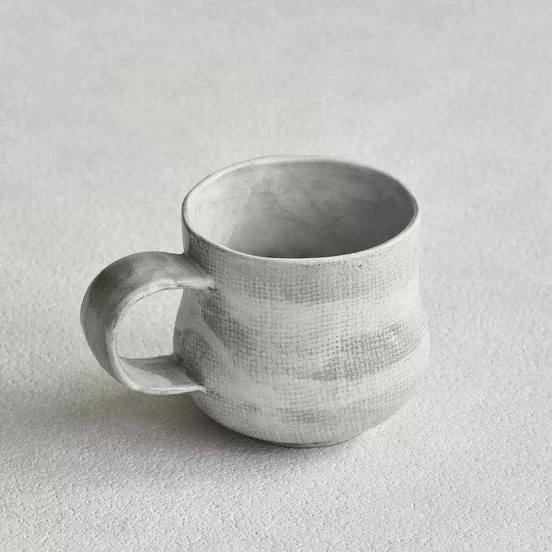 Keramik Kaffeetasse mit Untertassen-Set: Espressotasse, Strukturglasur Dreifarbig White