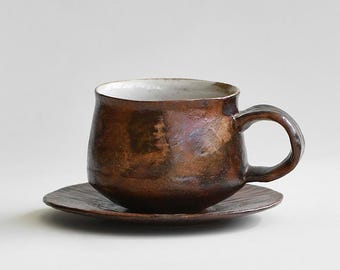 Keramik Tasse und Untertasse Set: Latte Espresso Tasse, Make-up Modelliermasse Glasur