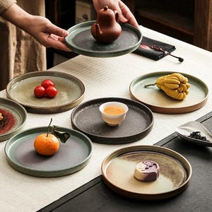 Pottery Dinner Plate,Sushi ceramic plate,Ceramic serving dish,Japanese ceramic dinnerware set,Steak Plate,pink ceramic set,Tableware setting