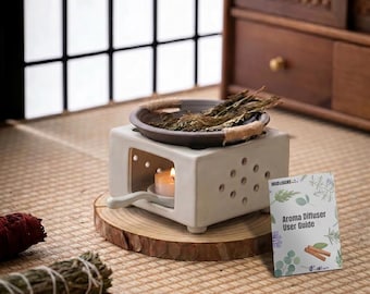 Wax melt Burner Black Green : Aromatherapy Oil Diffuser gift set, Wax melt Burner,Fragrance Diffuser, Palo Santo Burner,candle holder