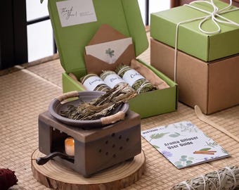 Wax melt Burner Black Green : Aromatherapy Oil Diffuser gift set, Wax melt Burner,Fragrance Diffuser, Palo Santo Burner,candle holder