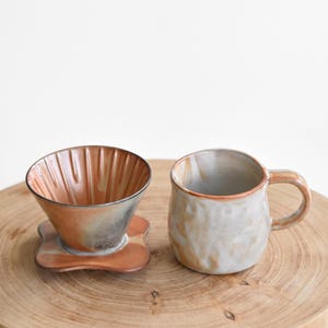 Ceramic Coffee dripper set,V60, Pour Over,Shino-yaki Mug,Coffee Server set,coffee Dripper,Pour Over Set,Coffee Gift Set,artwork gift for her