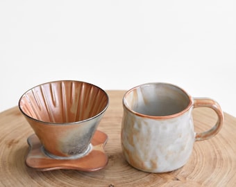 Keramik Kaffeefilter Set,V60,Pour Over,Shino-Yaki-Becher,Kaffeeheber-Set,Kaffeefilter,Pour Over Set,Kaffee-Geschenk-Set,Kunstwerk Geschenk für sie