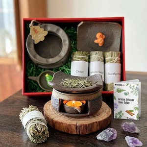 Difusor de aromaterapia, quemador de aroma, caja de regalo: quemador de cera derretida para Navidad, calentador de cera, difusor de fragancias, regalo de aromaterapia para ella