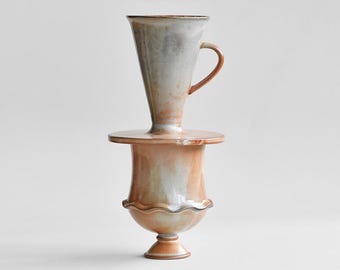 Juego de gotero de café de cerámica, V30 Pour Over, taza Shino-yaki, servidor de café, gotero de café, juego Pour Over, regalo para amantes del café, regalo artístico para ella