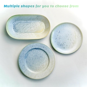 Handmade Rectangular Ceramic Plate - Midnight Snowflake-  Pottery tableware, Dinner Sushi Noodles Plate: Long Dinner Serving Dishes