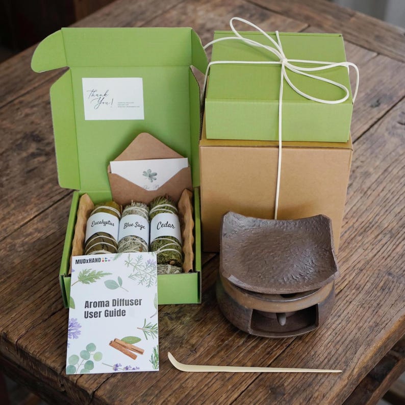 Aromatherapy Diffuser herb kit, Aroma burner Gift box: Wax Melt Burner Kit, Wax Warmer, Fragrance Diffuser with herbs