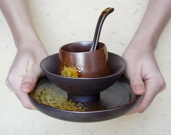 Handmade dinnerware,Organic Dinner tableware, Set of 4 Ceramic dish,Ceramic Ramen Bowl,Single dish set, pottery dinner set,housewarming gift