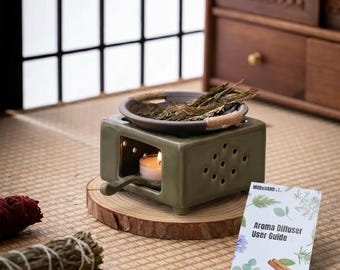 Aromatherapie-oliediffusorset, groene waxmeltbrander: waxmeltbrander, geurverspreider, Palo Santo-brander, Life of a showgirl