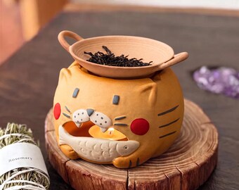 Ginger Cat Wax Melt Burner: Fragrance Diffuser, Aromatherapy Oil Diffuser, Cute Wax Burner, Palo Santo Burner,candle holder, Roast Oven
