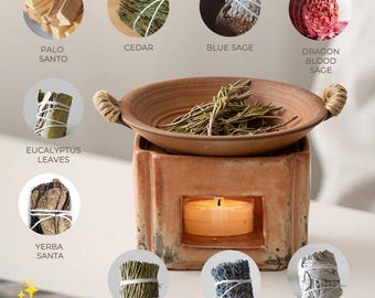 Wax melt Burner: Aromatherapy Oil Diffuser gift set, Wax melt Burner,Fragrance Diffuser, Palo Santo Burner, candle holder