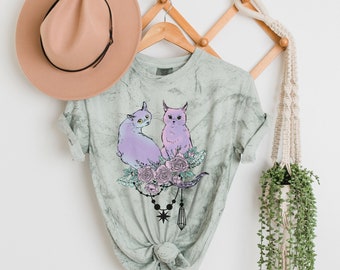 Pastel Goth Shirt, Pastel Gothic tshirt, Kawaii Cat Shirt, Pastel Goth Clothing, Cute Creepy t-Shirt, Cat lover gift,Tie Dye, comfort colors